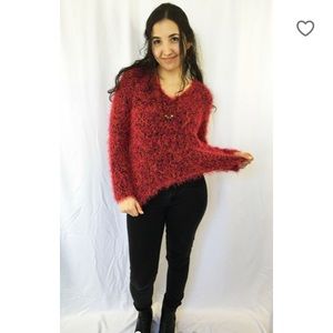 90s babe fuzzy wuzzy sweater pink and black party